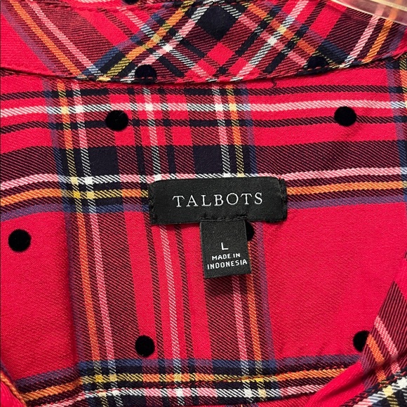 Talbots Red Plaid Women's Blouse - Picture 2 of 3
